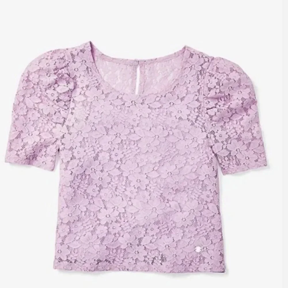 Justice Girls Size 10 Purple Lace Puff Sleeve Layered Top